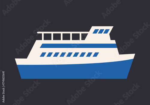 Ferry flat colored vector icon, simple modern illustration for transport, travel, and tourism themes.