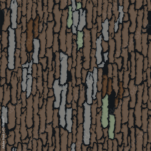 Vector seamless camo tree bark tiger army fatigue pattern design