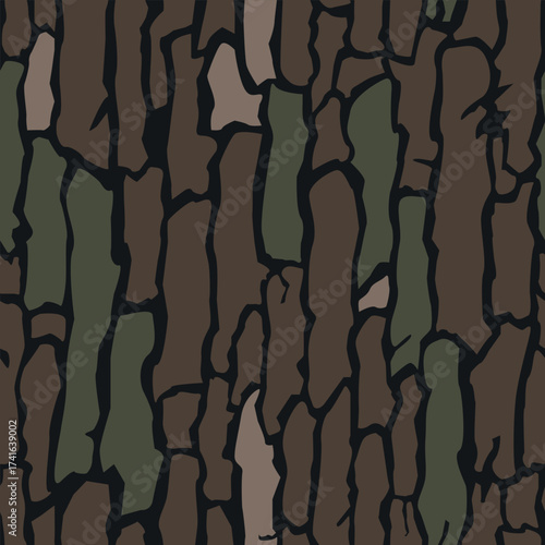 Vector seamless camo tree bark tiger army fatigue pattern design