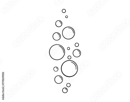bubbles of fizzy drink or bubbles in the water from fish doodle hand drawn icon. Outline drawing bubbles in the water line clipart symbol