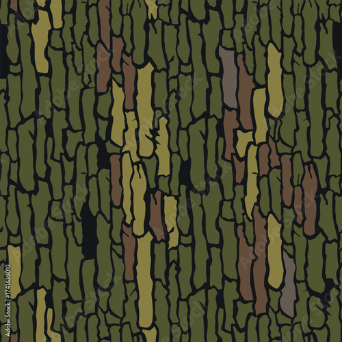 Vector seamless camo tree bark tiger army fatigue pattern design