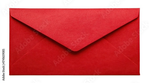 Bright red envelope on white background for elegant communication or invitation designs