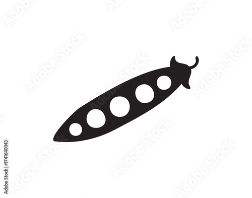 Pea pod silhouette doodle hand drawn icon. Outline drawing pea pod line clipart symbol vector illustration. Simple black Seed Pea Pod