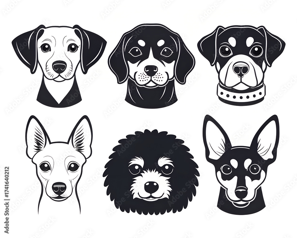 Fototapeta premium collection of dogs - set of puppies