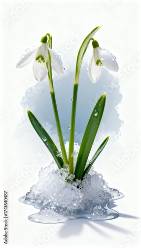 Wallpaper Mural Snowdrops blooming through melting snow with water droplets on petals, symbolizing spring and renewal Torontodigital.ca