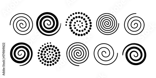 Photos Black spiral swirl designs with geometric movement and elegant curves