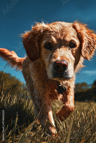 Adventurous Canine Frolickng Joyfully in Sunlit Park Capture the Playful Spiri of a Dog Relishing the Oudoors Amidst Lush Greeneryand a Refreshing Breeze