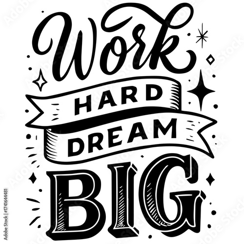 Work Hard Dream Big – Ambition Typography Poster | 