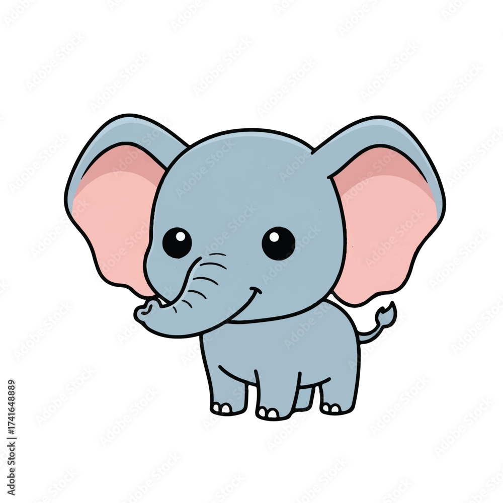 Naklejka premium Baby Elephant with Big Ears