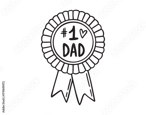 best dad prize medal for daddy. happy fathers day concept icon doodle hand drawn. 