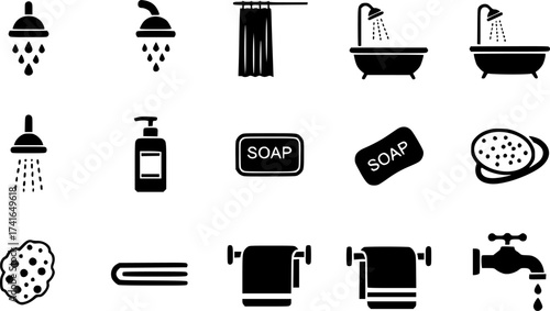 Set of shower vector icon