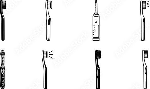 Set of toothbrush vector icon