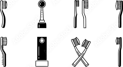 Set of toothbrush vector icon