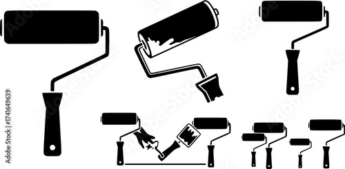 Set of paint roller vector icon