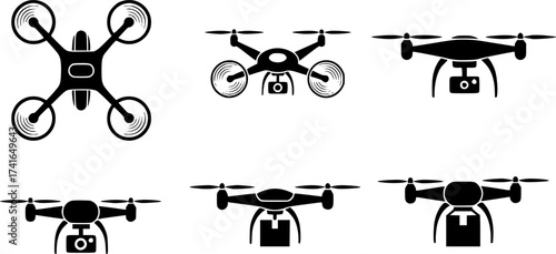 Set of drone vector icon
