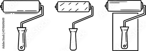 Set of paint roller vector icon