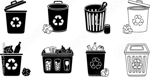 Set of recycle bin vector icon