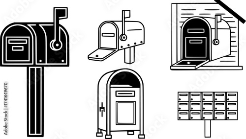 Set of mailbox vector icon