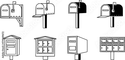 Set of mailbox vector icon