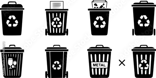 Set of recycle bin vector icon