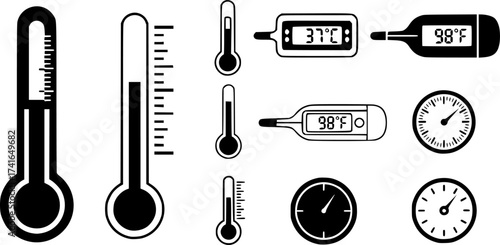 Set of thermometer vector icon
