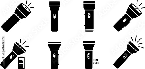 Set of flashlight vector icon