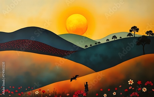 sunset over the mountains