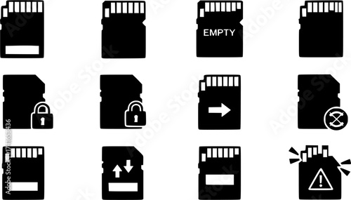sd cards glyph flat vector icon 