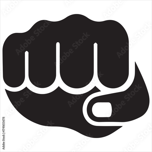 Black silhouette of a fist punching forward

