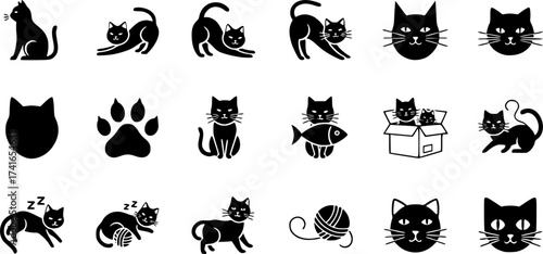 Set of cat vector icon