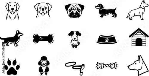 Set of dog vector icon