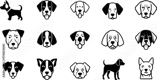 Set of dog vector icon