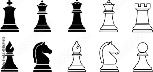 Set of chess piece vector icon