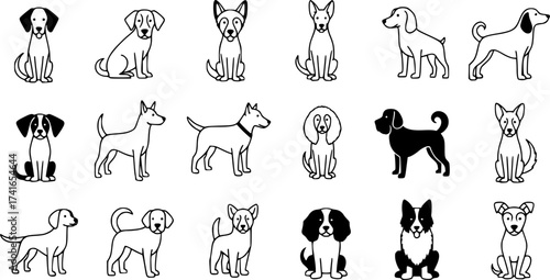 Set of dog vector icon