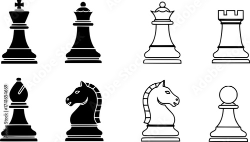 Set of chess piece vector icon