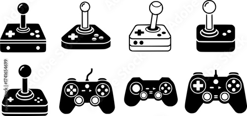 Set of joystick vector icon