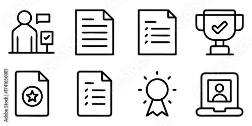 Minimalist black line icons vector set scalable illustration eps file for general platforms silhouette White background