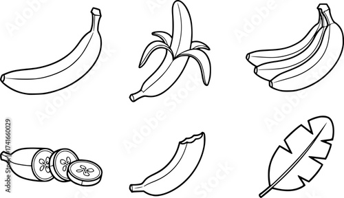 Set of banana vector icon