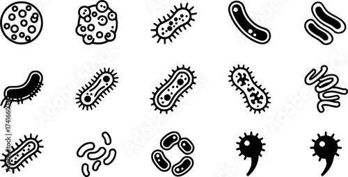 Set of bacteria vector icon