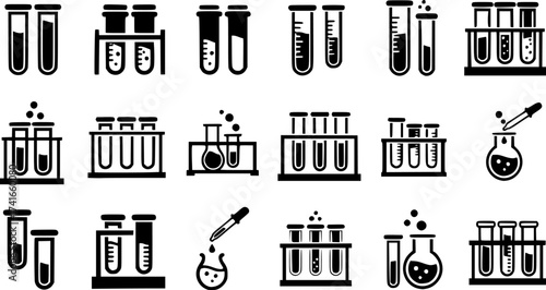 Set of test tube vector icon