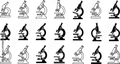 Set of microscope vector icon