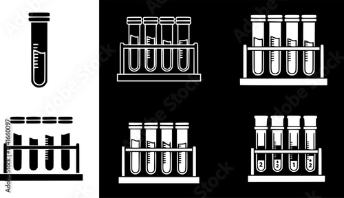Set of test tube vector icon