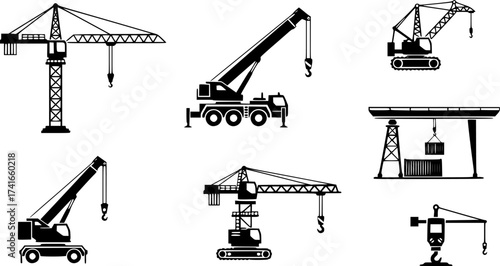 Set of crane vector icon