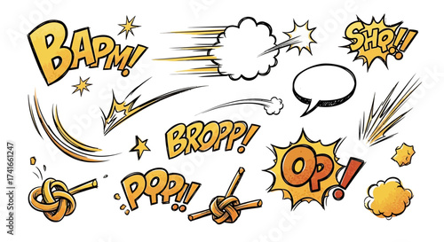 Dynamic Comic Book Sound Effects and Explosions for Action Sequences and Graphic Novels