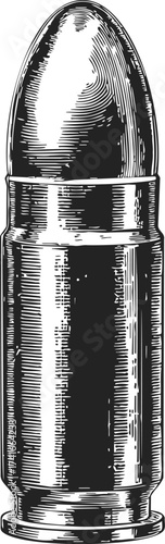 Bullet sketch hand drawn style detailed vintage cartridge engraving — stock vector
