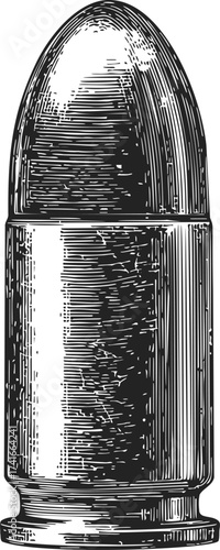Bullet sketch hand drawn style detailed vintage cartridge engraving — stock vector