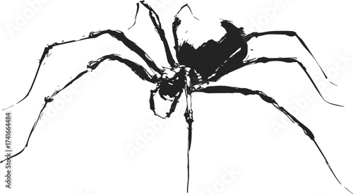 Spider sketch hand drawn black ink illustration on white background — stock vector