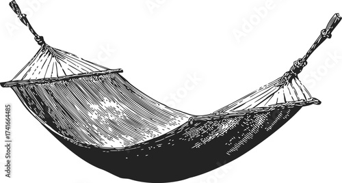 Hammock sketch hand drawn style suspended empty classic rope sling — stock vector