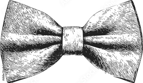 Bow tie sketch hand drawn detailed vintage accessory illustration — stock vector