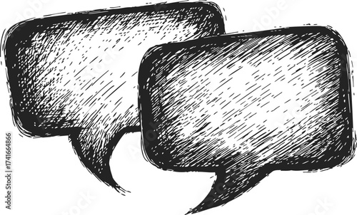 Speech bubbles sketch hand drawn overlapping empty dialogue balloons — stock vector